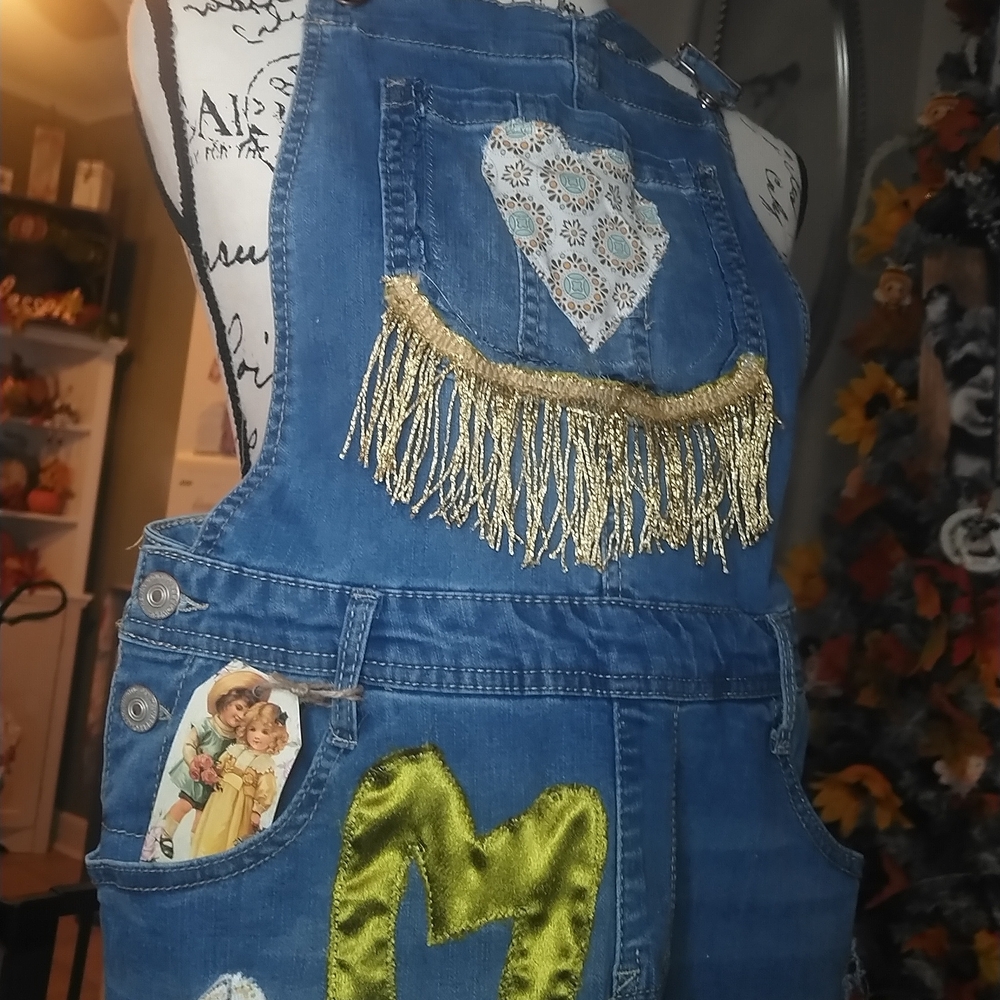 Redneck Princess Kitty Cat Patchwork Overalls,S/M - image 8